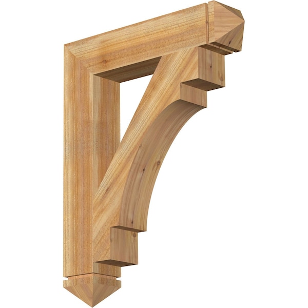 Ekena Millwork Merced Arts & Crafts Rough Sawn Bracket, Western Red Cedar, 6"W x 32"D x 40"H BKT06X32X40MRC03RWR - main